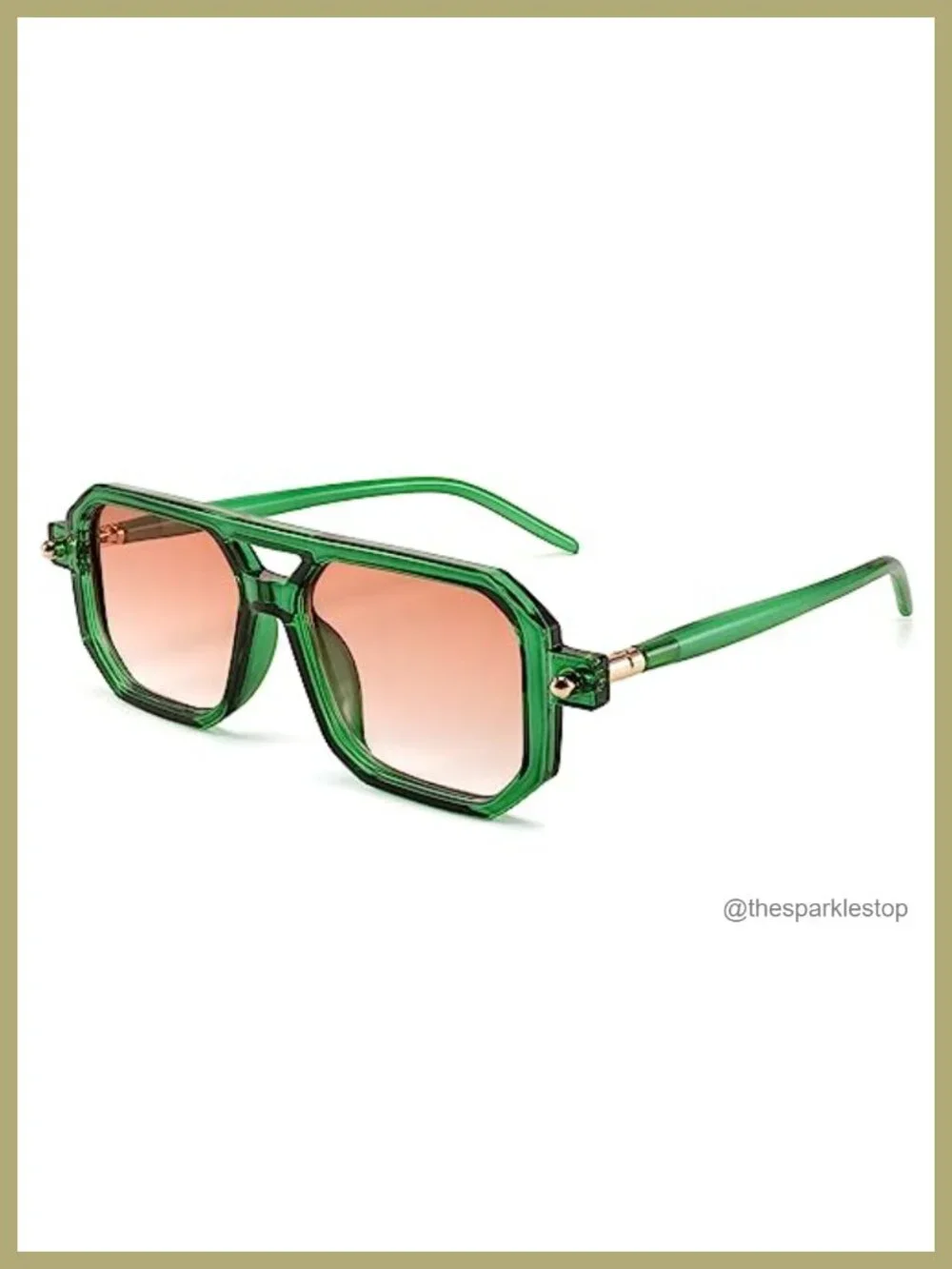 Vintage Square 70s Aviator Sunglasses Double Bridge UV400 Protection Unisex